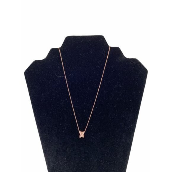 X Intertwined Crystals Charm Necklace Rose Gold - Picture 1 of 8